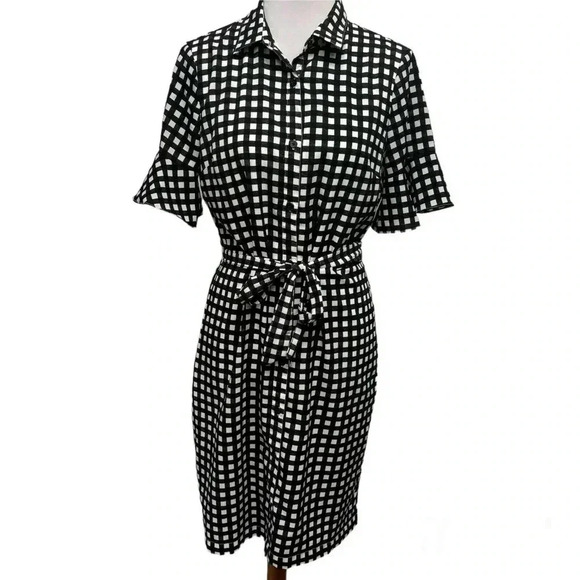 Banana Republic check button front shirt dress a-line sz 8 - Picture 2 of 7